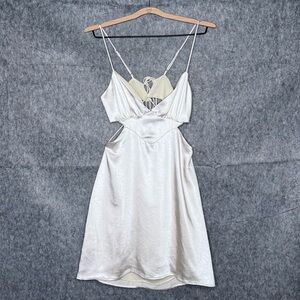 NWT Verge Girl Elegant Cream Satin Cutout Slip Mini Dress- Sz 8